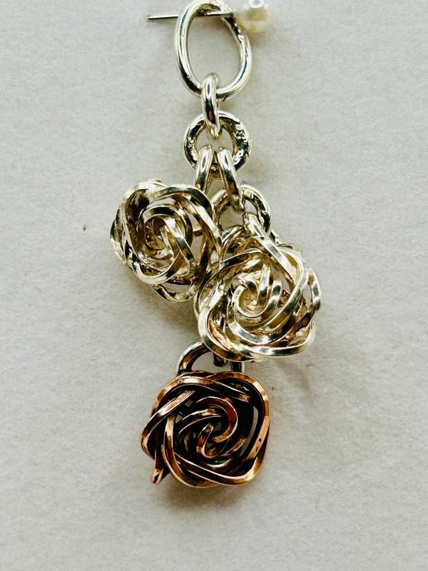 Stirling Silver & Antique Copper Rose  Pendant